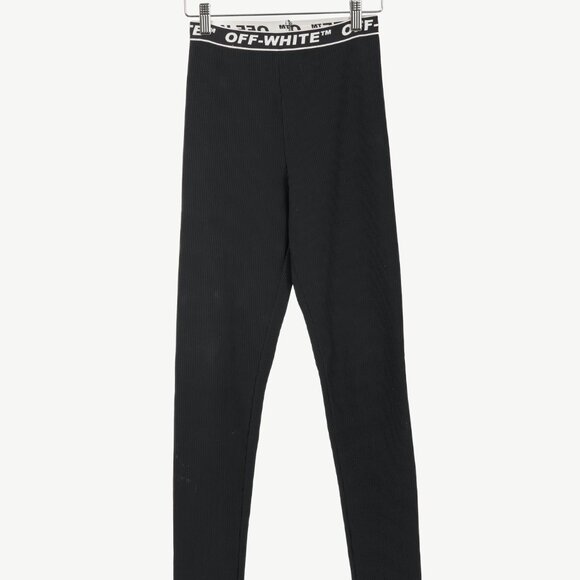 Off-White Black Logo-Waistband Ribbed Leggings - Picture 1 of 11